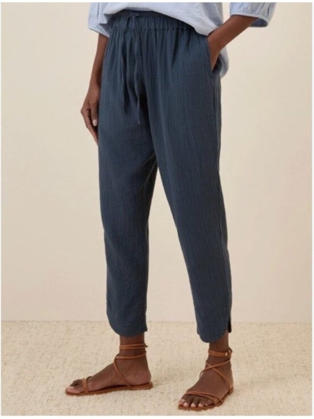 Pact Women’s Organic Cotton Coastal Double Gauze Tapered Pull-On Pant In Navy-M